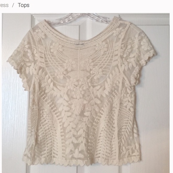 Express ivory lace sheer blouse - Picture 2 of 2